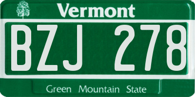 VT license plate BZJ278