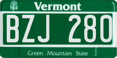 VT license plate BZJ280