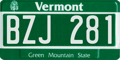 VT license plate BZJ281