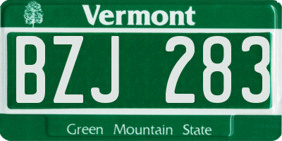 VT license plate BZJ283