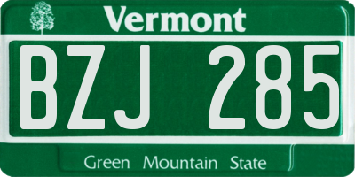 VT license plate BZJ285