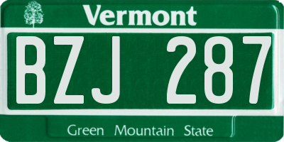 VT license plate BZJ287