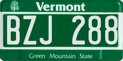 VT license plate BZJ288