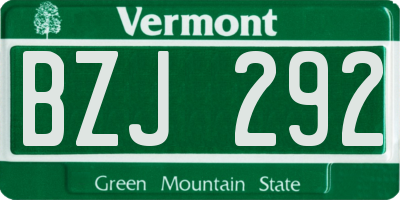 VT license plate BZJ292