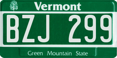 VT license plate BZJ299