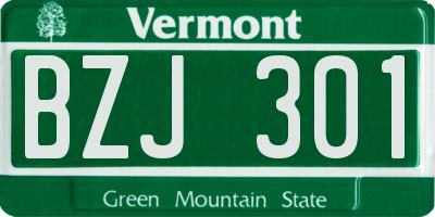 VT license plate BZJ301