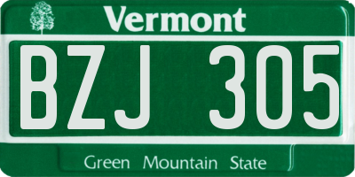 VT license plate BZJ305