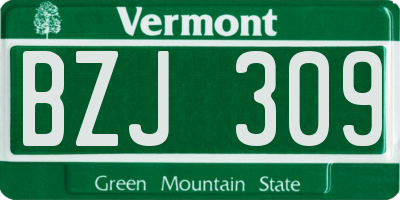 VT license plate BZJ309