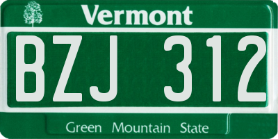 VT license plate BZJ312