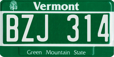 VT license plate BZJ314