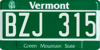 VT license plate BZJ315