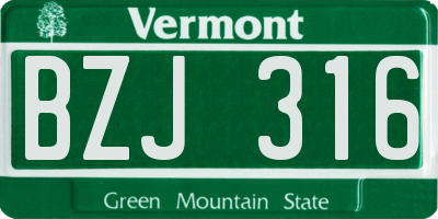 VT license plate BZJ316