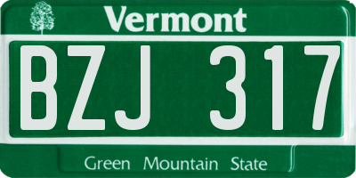 VT license plate BZJ317