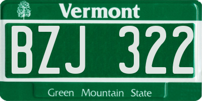 VT license plate BZJ322