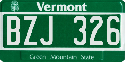 VT license plate BZJ326