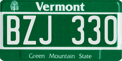 VT license plate BZJ330