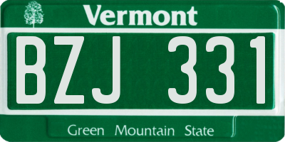 VT license plate BZJ331