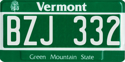 VT license plate BZJ332