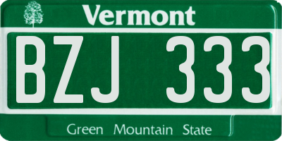 VT license plate BZJ333