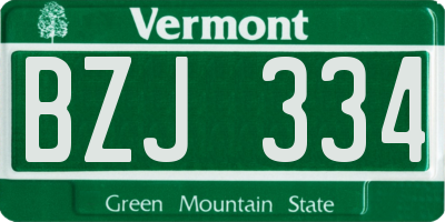 VT license plate BZJ334