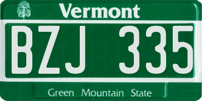 VT license plate BZJ335