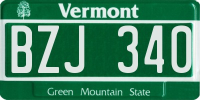 VT license plate BZJ340