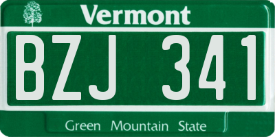 VT license plate BZJ341