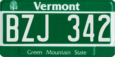 VT license plate BZJ342