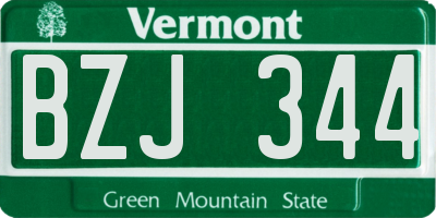 VT license plate BZJ344