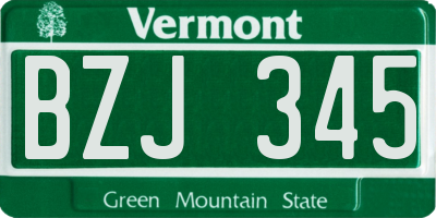 VT license plate BZJ345