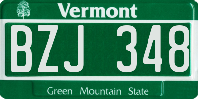 VT license plate BZJ348