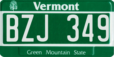VT license plate BZJ349