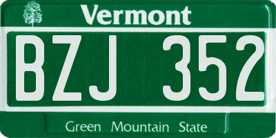 VT license plate BZJ352