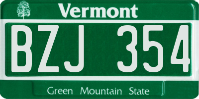 VT license plate BZJ354