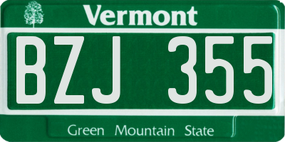 VT license plate BZJ355