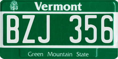 VT license plate BZJ356
