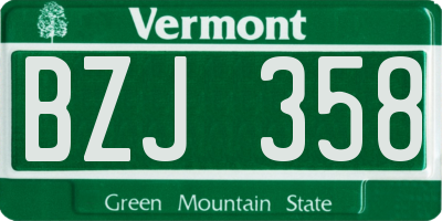 VT license plate BZJ358