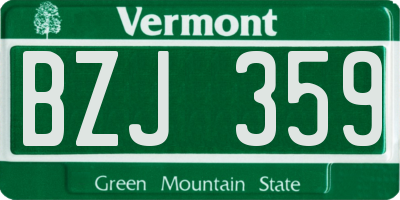VT license plate BZJ359
