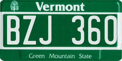 VT license plate BZJ360