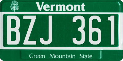 VT license plate BZJ361