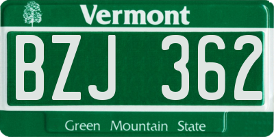 VT license plate BZJ362