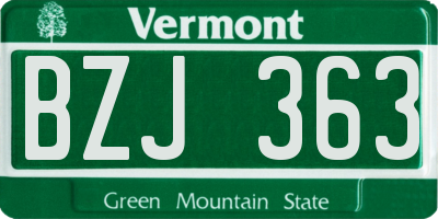 VT license plate BZJ363