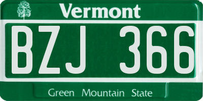 VT license plate BZJ366