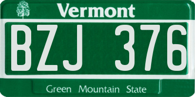 VT license plate BZJ376