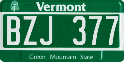 VT license plate BZJ377