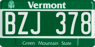 VT license plate BZJ378