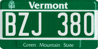 VT license plate BZJ380