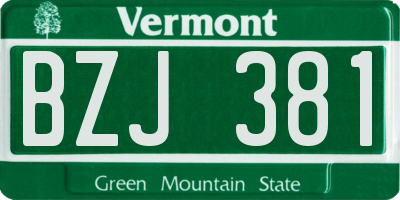 VT license plate BZJ381