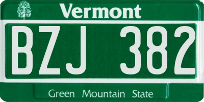 VT license plate BZJ382