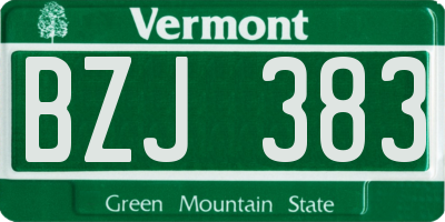 VT license plate BZJ383